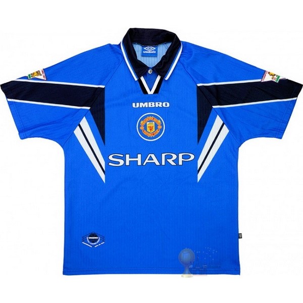 Calcio Maglie Away Maglia Manchester United Stile rétro 1997 1998 Blu